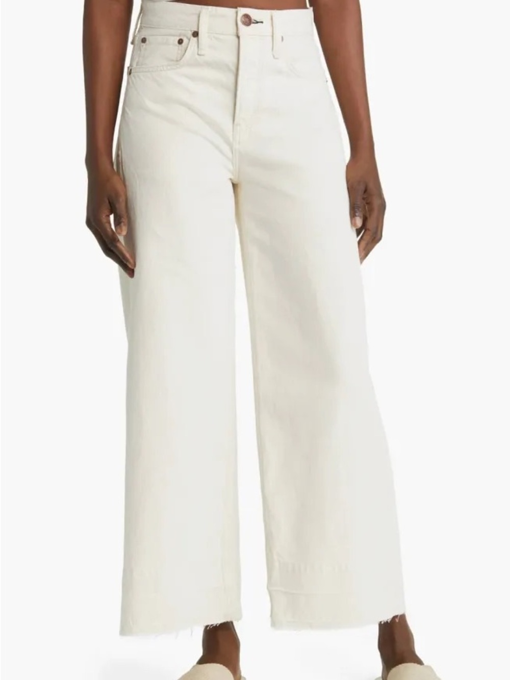 rag & bone Women’s Maya Ecru Straight/Wide Leg Jeans
